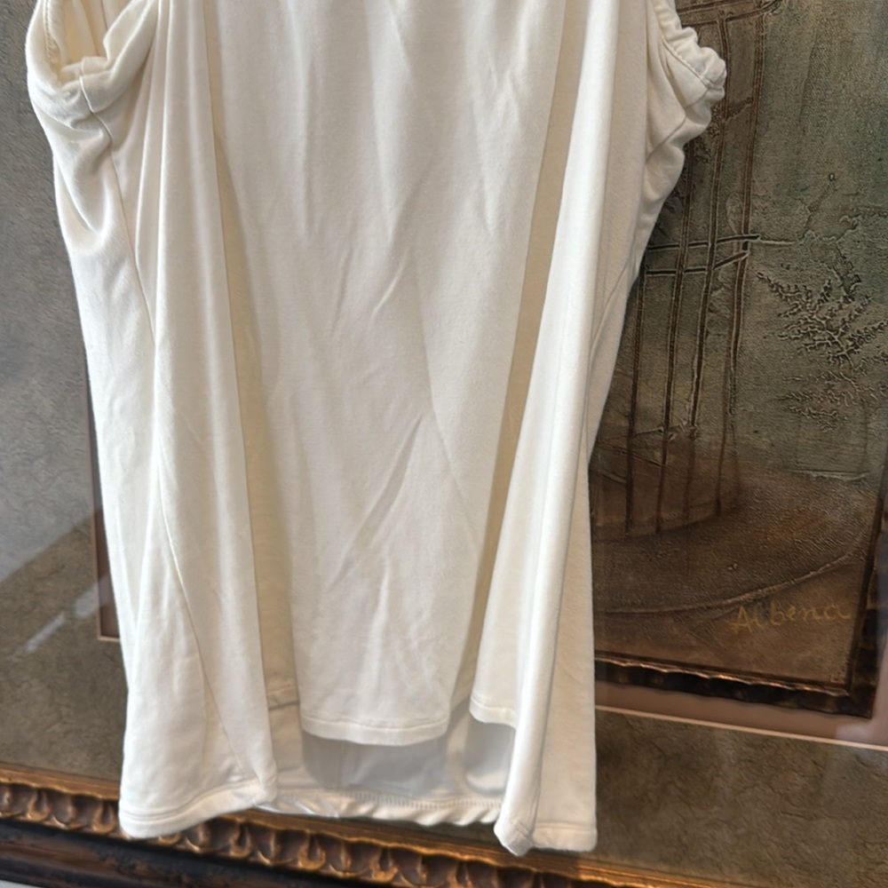 NWT Cache Ivory Ruched Satin Fitted Top w/ Spaghetti Straps - Picture 9 of 10